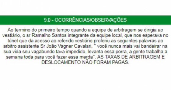 Súmula Paranavaí x Independente São-Joseense