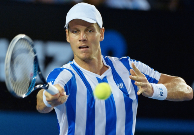 Tomas Berdych durante partida contra Stanislas Wawrinka (Foto: Paul Crock/ AFP)