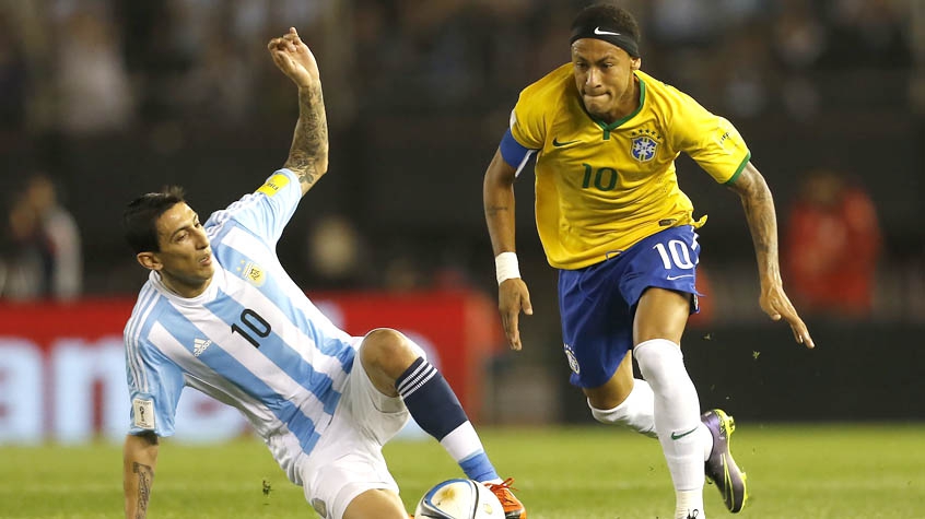 HOME - Argentina x Brasil - Eliminatórias para Copa-2018 - Di MarÃa e Neymar (Foto: André Mourão/Mowa Press)