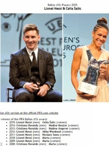 Foto de Lionel Messi como vencedor da Bola de Ouro de 2015 (Foto: Divulgação)