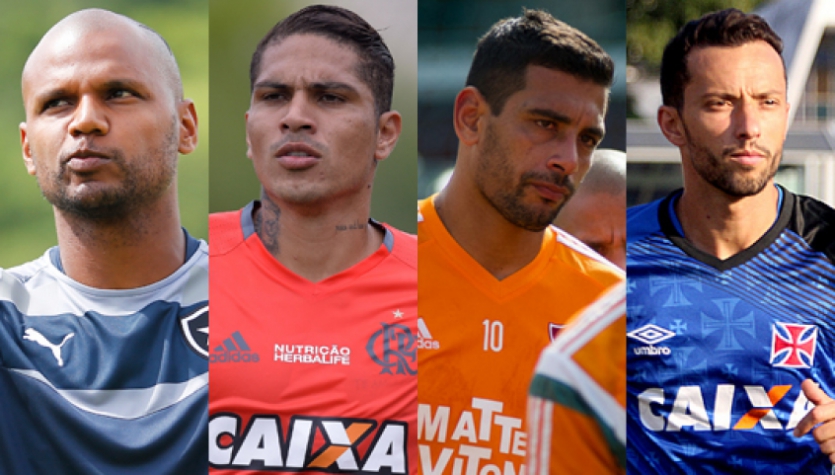 Jefferson (Botafogo), Guerrero (Flamengo), Diego Souza (Fluminense) e Nenê (Vasco)