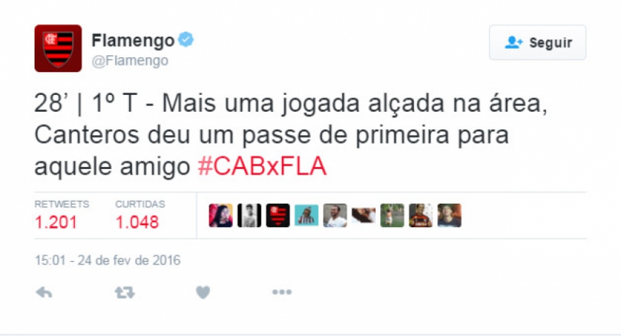 HOME - Twitter do Flamengo ironiza Canteros em jogo contra Cabofriense (Foto: Reprodução)