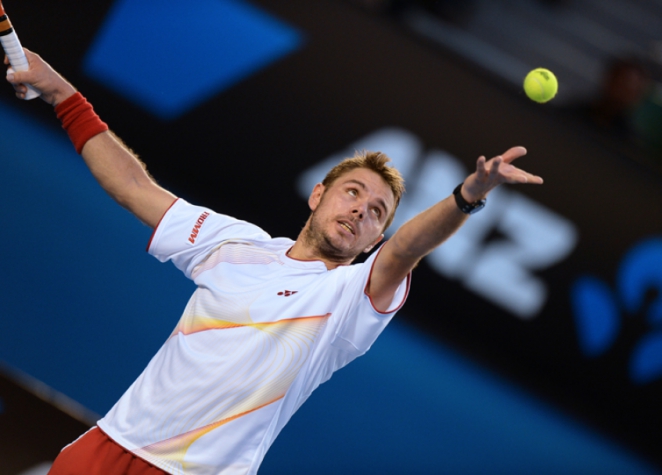 Stanislas Wawrinka durante semi-final contra Tomas Berdych no torneio de tênis aberto da Austrália (Foto: Greg Wood/ AFP)