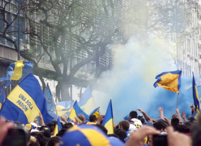Comemoração do Boca Juniors (Foto: Pedro Barboza)