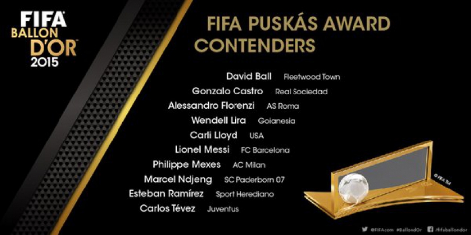 Lista dos indicados ao Prêmio Puskas (Foto: Reprodução)