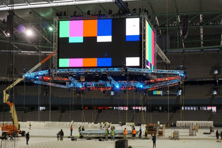 Etihad Stadium sendo montado para o UFC 193 (FOTO: Divulgação/UFC)
