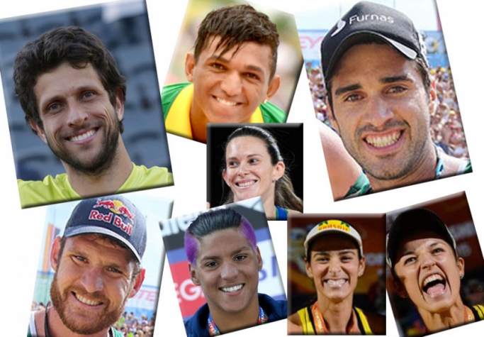 Mosaico - Ágatha e Bárbara (vôlei de praia) Ana Marcela Cunha (maratona aquática) Fabiana Murer (atletismo) Alison e Bruno Schmidt (vôlei de praia) Isaquias Queiroz (canoagem) Marcelo Melo (tênis).