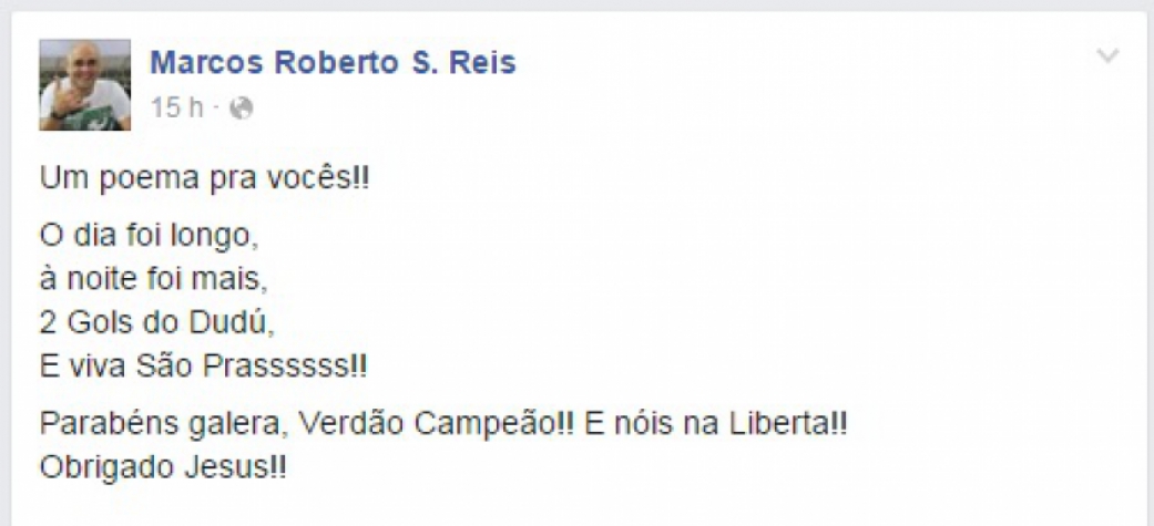 Marcos festeja título do Palmeiras e faz até poema para 'São Prass'
