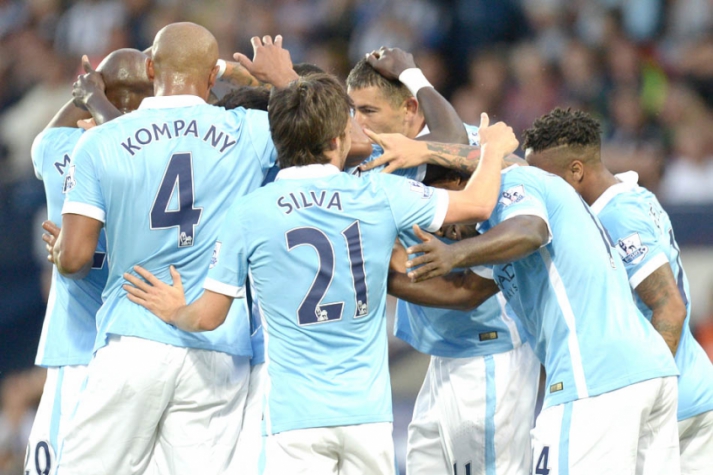 West Bromwich x Manchester City - BPL - Comemoração do gol (Foto: Oli Scarff/AFP)