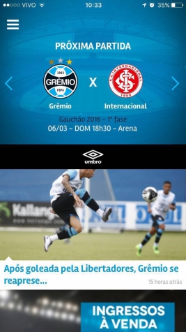 Layout do aplicativo do Grêmio foi divulgado aos sócios (Foto: Divulgação/Grêmio)