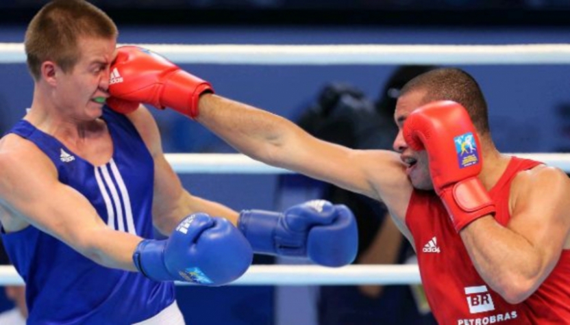 Juan Nogueira (de vermelho) avançou para a semifinal do Pré-Olímpico das Américas de boxe (Foto: Divulgação/Aiba)