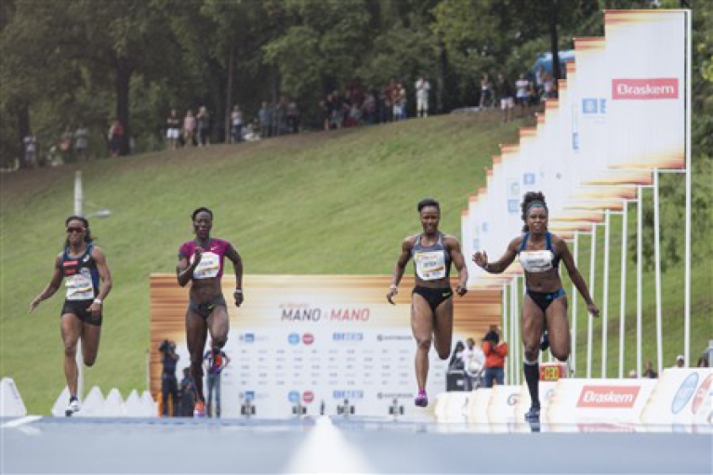 Rosângela Santos foi a mais rápida na prova dos 100m no Mano a Mano (Foto: Divulgação)