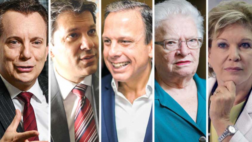 Russomano, Haddad, João doria, Luiza Erundina e Marta.