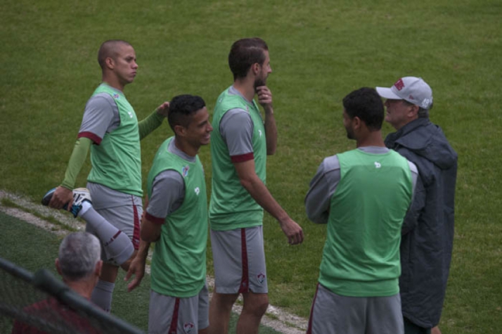 Cicero, Henrique, Levir Culpi, Marcos Jr, durante treino do Fluminense