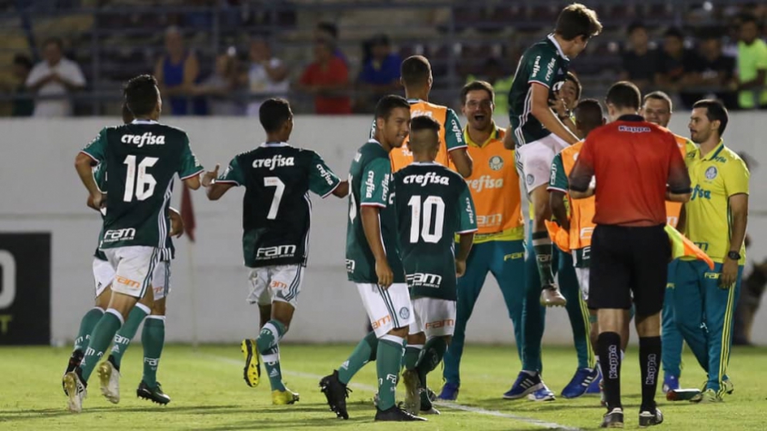 Jogadores do Palmeiras comemoram gol na Copa São Paulo - Foto: Divulgação