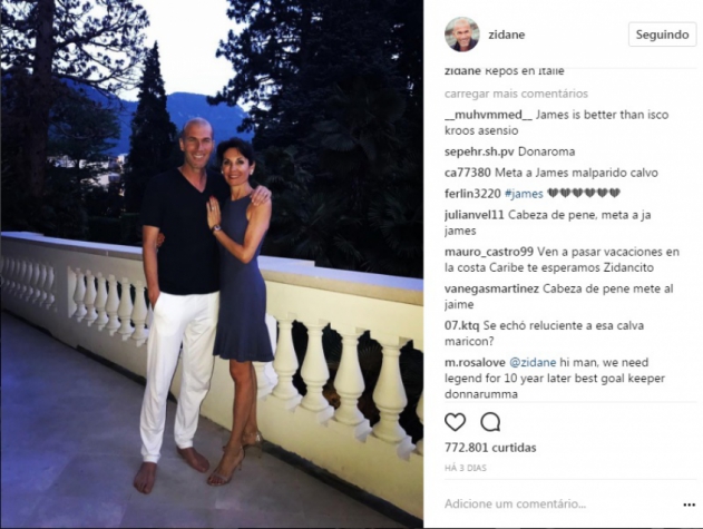 "Invasão" no instagram do Zidane