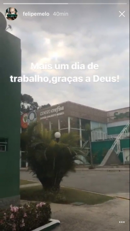 Felipe Melo volta a treinar no Palmeiras: 'Mais um dia de trabalho'