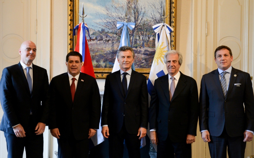 Infantino, Cartes, Macri, Vázquez e DomÃnguez em reunião