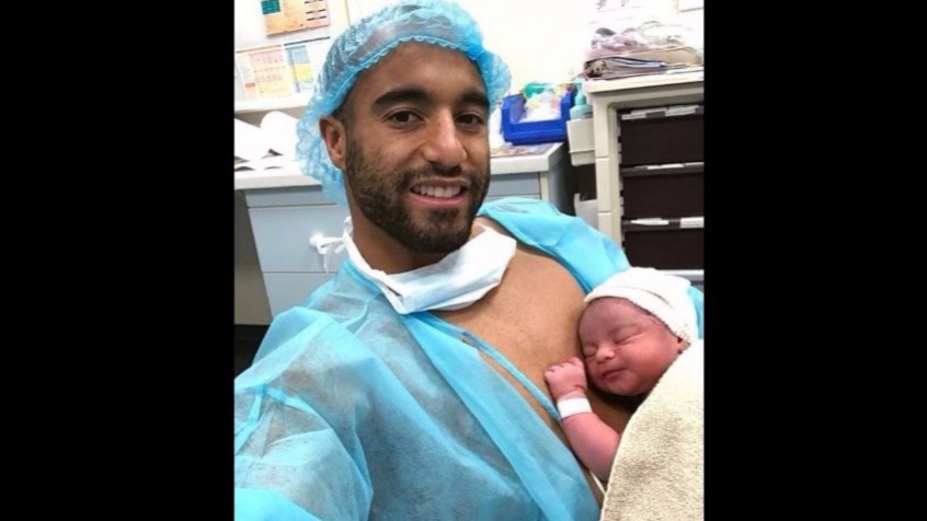 Lucas Moura e o filho, Miguel