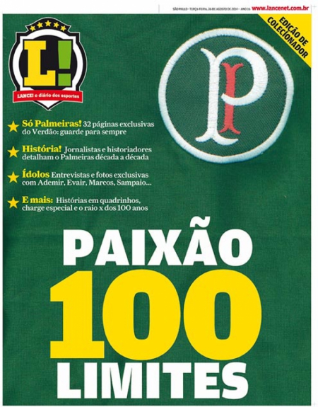 Palmeiras - Capa "100 anos" (Crédito: Arte LANCE!)