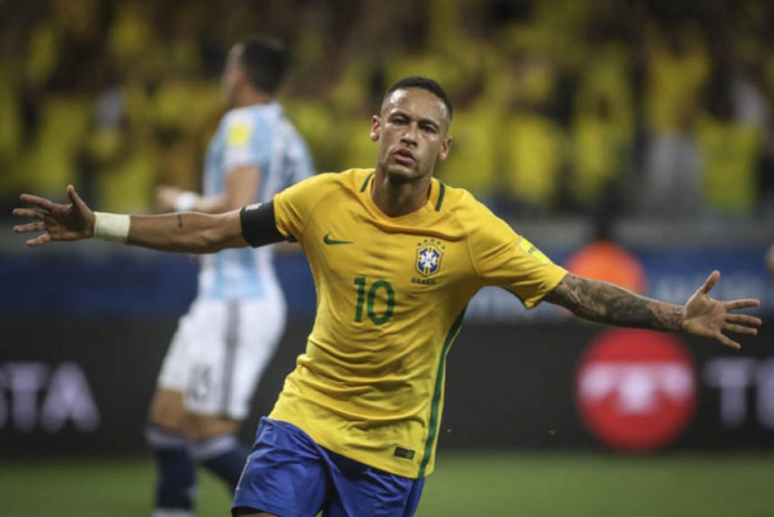 Brasi x Argentina - 3 a 0, Neymar festejando