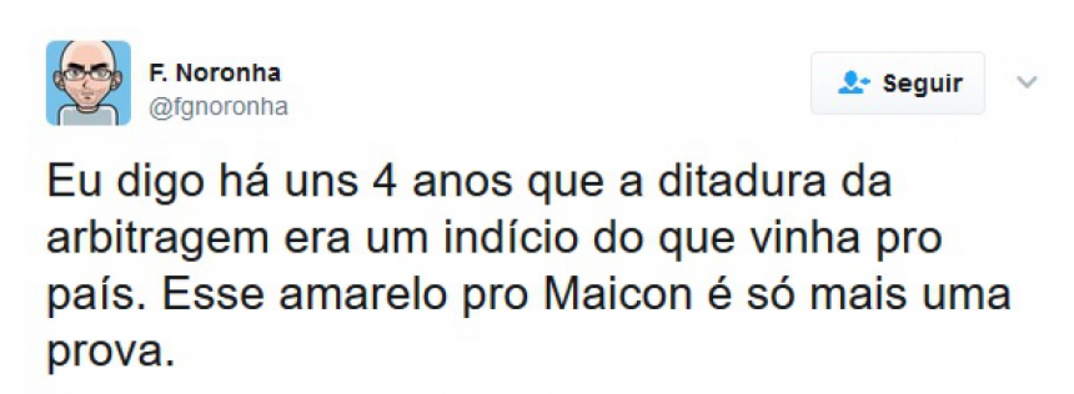 Maicon foi punido com amarelo após imitar uma galinha na comemoração do gol. Na web, internautas criticaram punição e comentaram sobre o gesto do zagueiro tricolor.