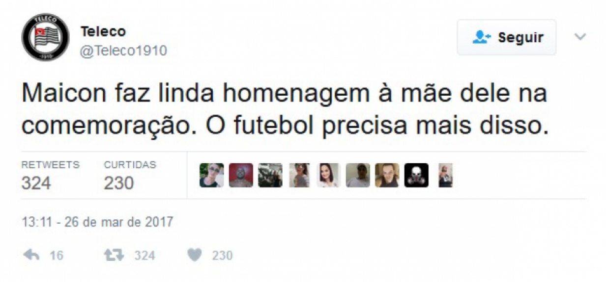 Maicon foi punido com amarelo após imitar uma galinha na comemoração do gol. Na web, internautas criticaram punição e comentaram sobre o gesto do zagueiro tricolor.