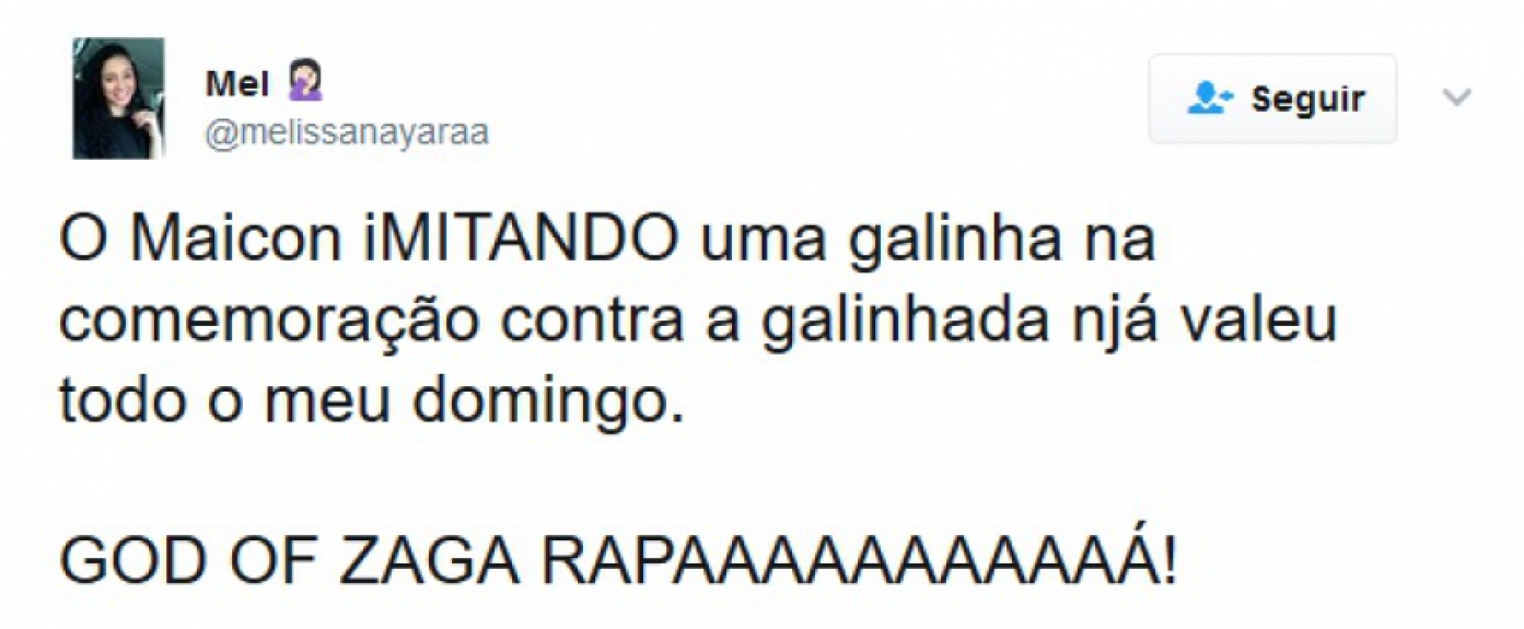 Maicon foi punido com amarelo após imitar uma galinha na comemoração do gol. Na web, internautas criticaram punição e comentaram sobre o gesto do zagueiro tricolor.