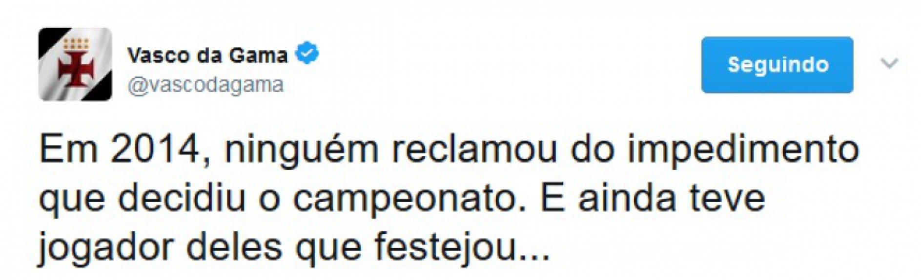 Vasco também usou as redes sociais para responder as reclamações rubro-negras