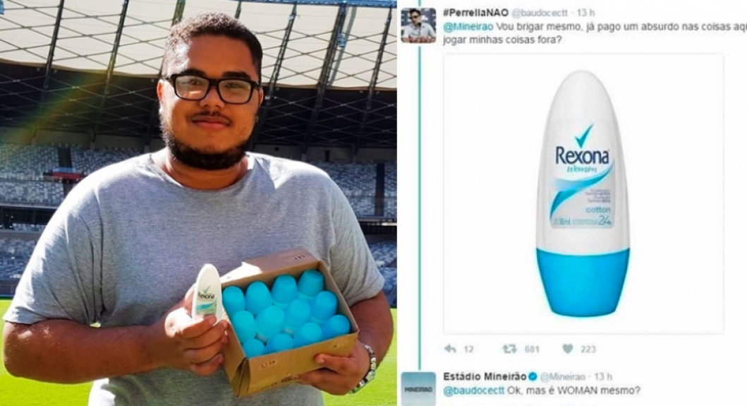 Ainda não havia acontecido o episódio do torcedor que teve seu desodorante confiscado na entrada do Mineirão e discutiu com o perfil oficial do estádio pelo Twitter.