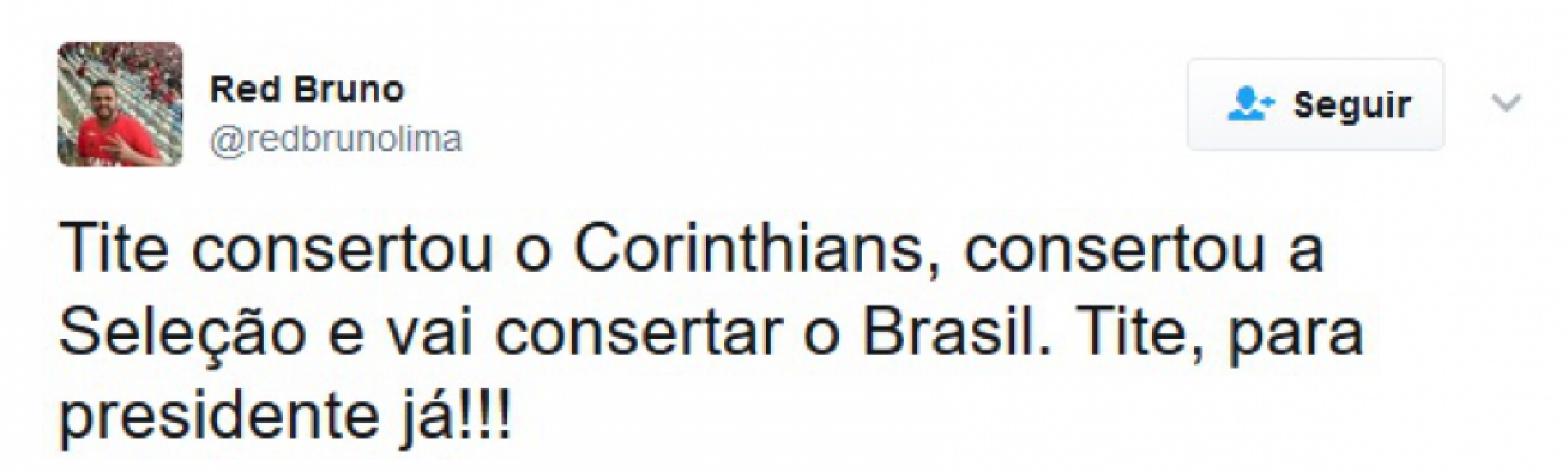 Torcedores se empolgam e pedem Tite como próximo presidente do Brasil
