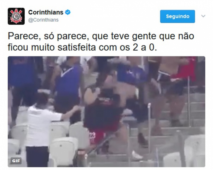 Até o Corinthians usou o perfil oficial para sacanear o gordinho