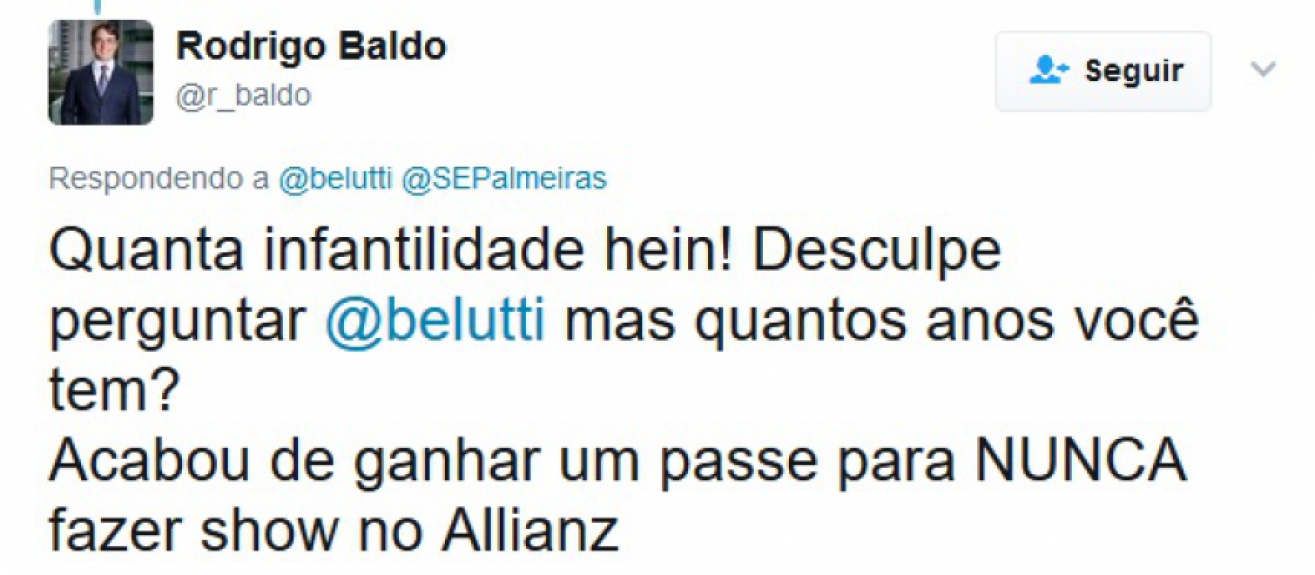 Palmeirenses ficaram revoltados com o cantor Belutti