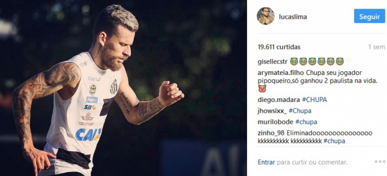 Palmeirenses também entraram no perfil de Lucas Lima no Instagram e provocaram o jogador nos comentários
