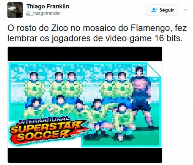 Mosaico 3D com gol de falta do Zico rendeu zoações dos rivais do Flamengo
