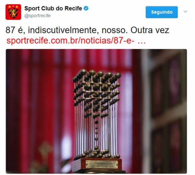 O Sport também usou as redes sociais para comemorar a decisão do STF