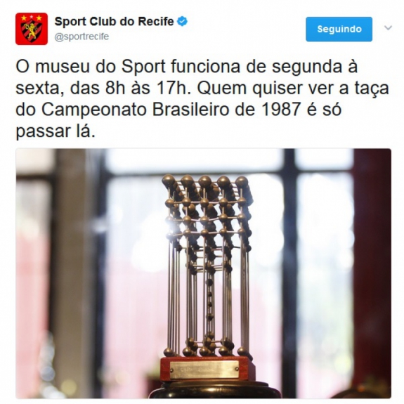 O Sport também usou as redes sociais para comemorar a decisão do STF