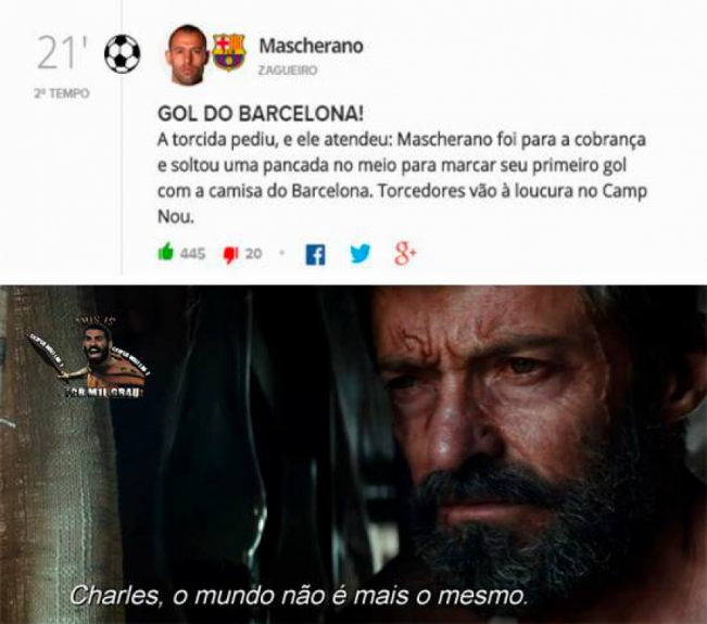 Memes brincam com primeiro gol de Mascherano a favor do Barça