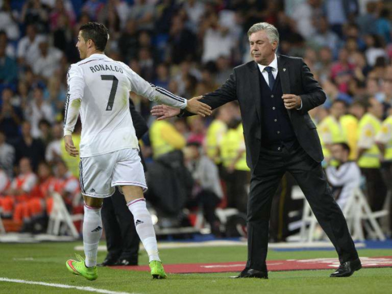 Ancelotti com Cristiano Ronaldo
