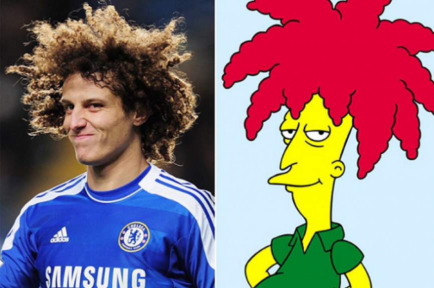 David Luiz e Sideshow Bob, personagem de Os Simpsons