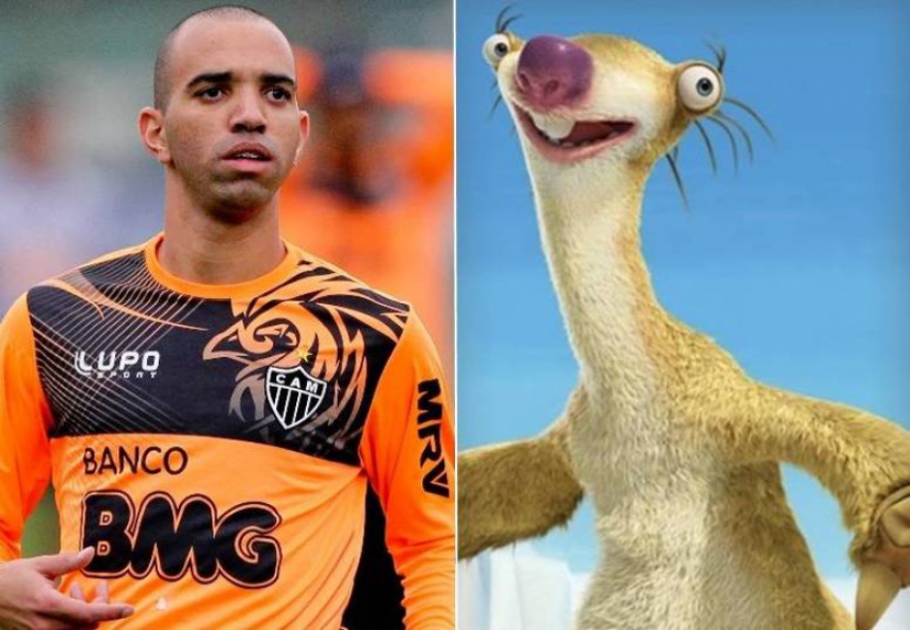 Diego Tardelli e Sid, personagem de 'A Era do Gelo'