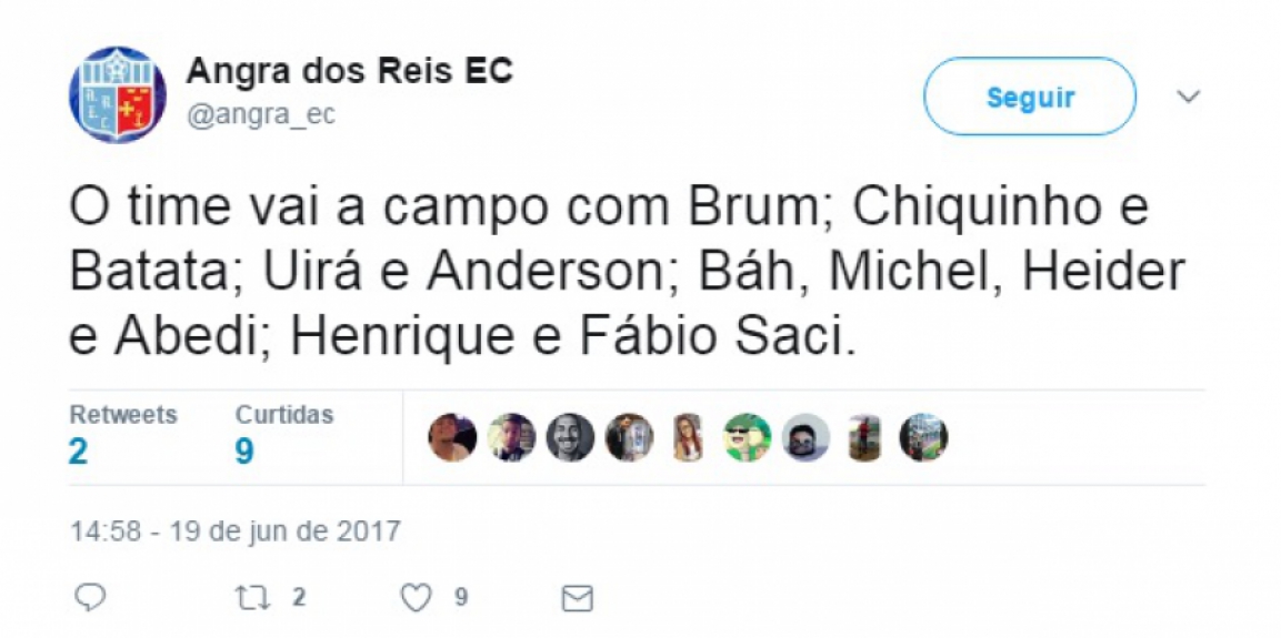 Com uma escalação como essa, seria uma pena se o Angra dos Reis não chegasse a tempo