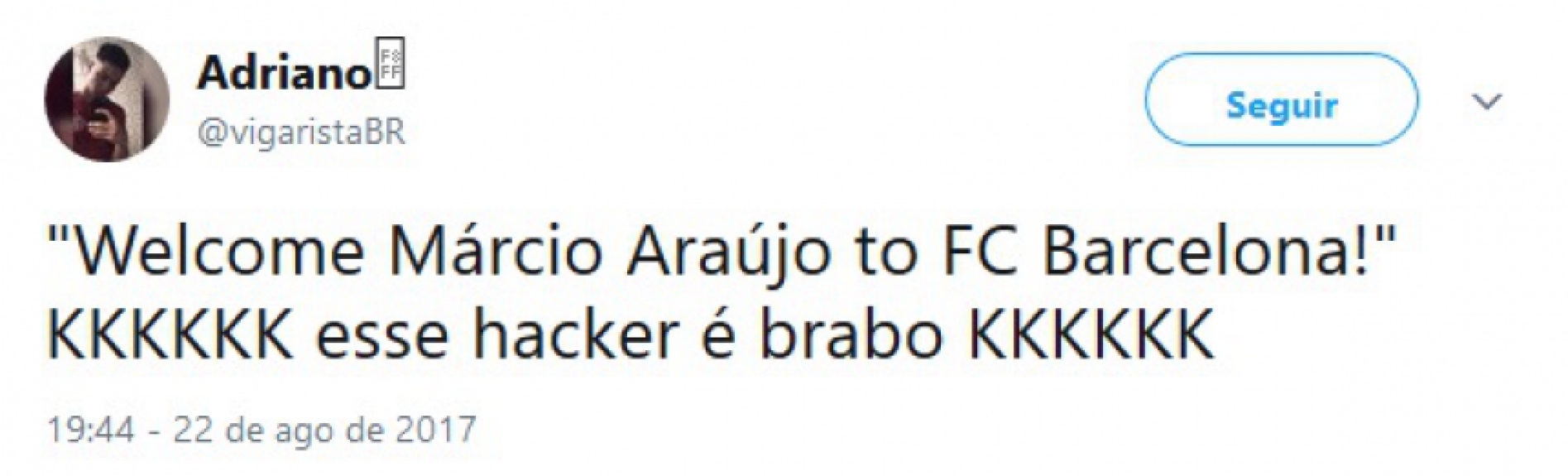 O assunto virou piada entre os brasileiros, que imaginaram o anúncio de Márcio Araújo pelo clube catalão
