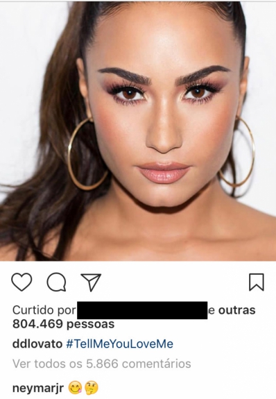 Neymar comenta em foto de Demi Lovato e fãs "shippam" casal
