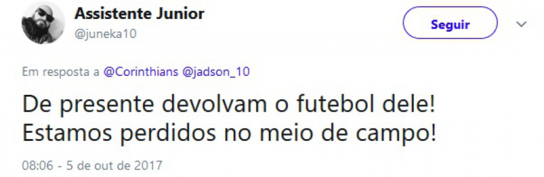 Torcedores aproveitam post do Timão para cobrar Jadson