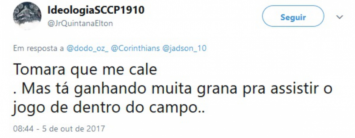 Torcedores aproveitaram post do Timão para cobrar Jadson