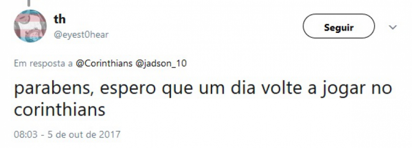 Torcedores aproveitaram post do Timão para cobrar Jadson