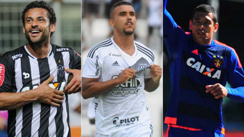 2016 - Montagem com Fred (Atlético-MG). William Pottker (Ponte Preta) e Diego Souza (Sport) - 14 gols