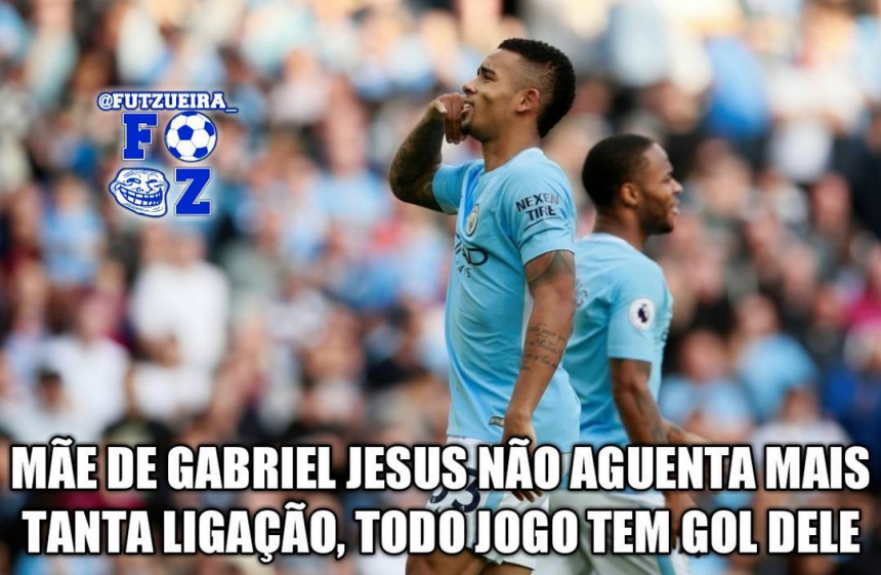 Após marcar gol na vitória do Manchester City contra o Napoli pela Champions, Jesus foi tema de brincadeiras