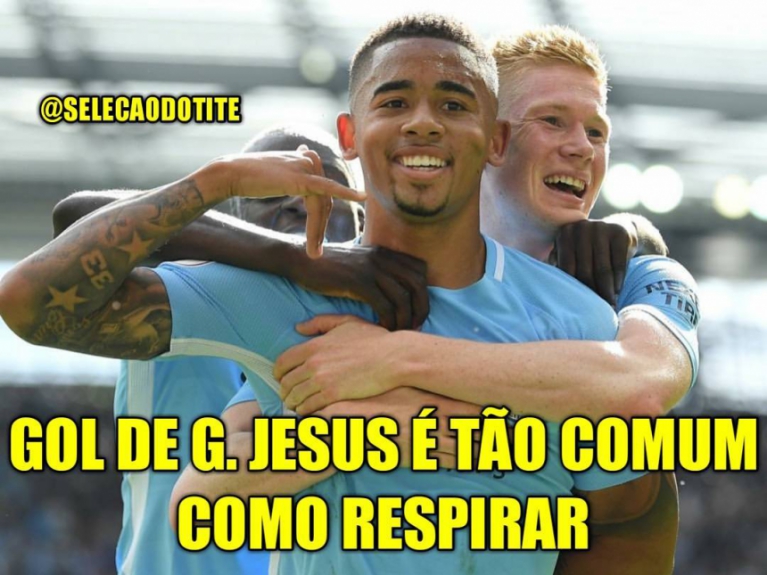 Após marcar gol na vitória do Manchester City contra o Napoli pela Champions, Jesus foi tema de brincadeiras